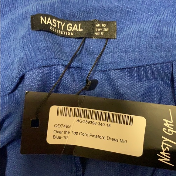 Electric Blue Pinafore Corduroy Dress. - Picture 5 of 6